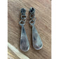 Sterling Silver Turquoise Inlay Dangle Earrings Teardrop Southwestern Style 4.3g