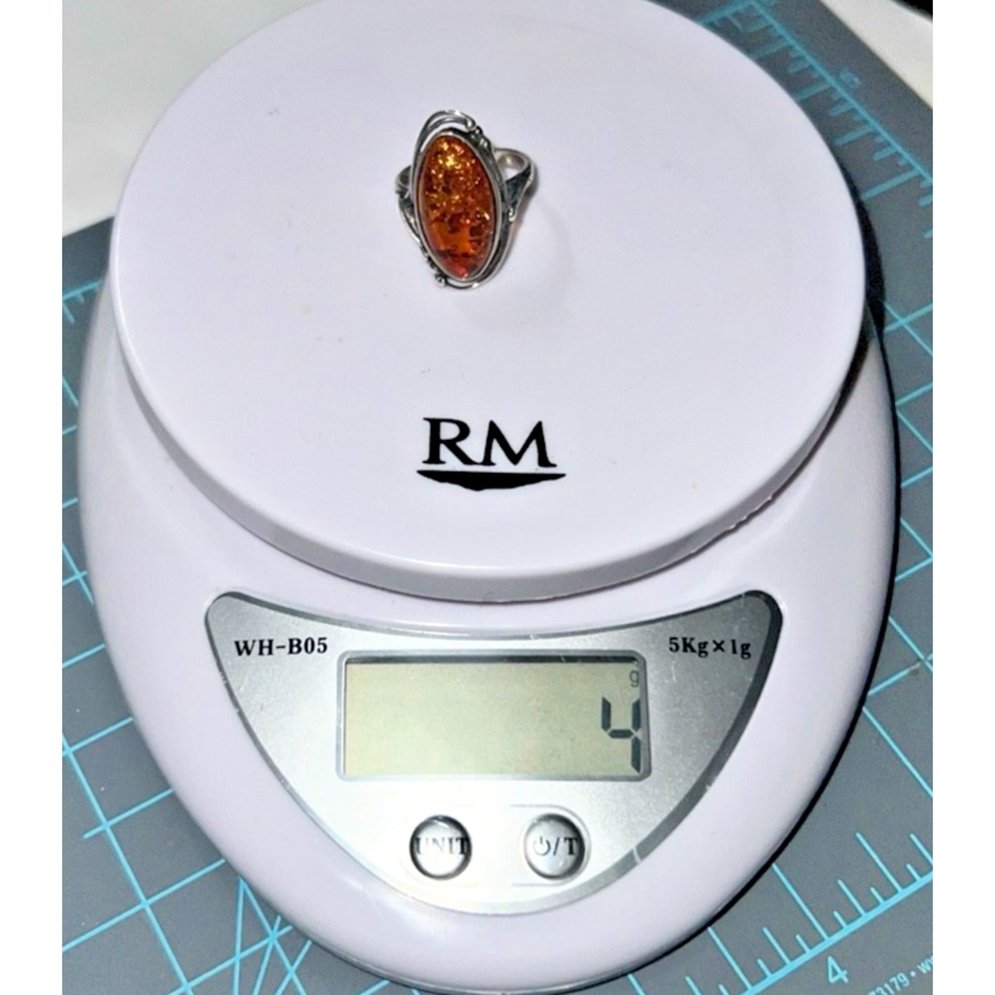 Vintage 925 Sterling Silver Baltic Amber Ring – Size 7 – Marquise Cabochon 4g