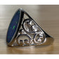 Vintage Sterling Silver Blue Green Oval Opal Filigree Ring Size 9