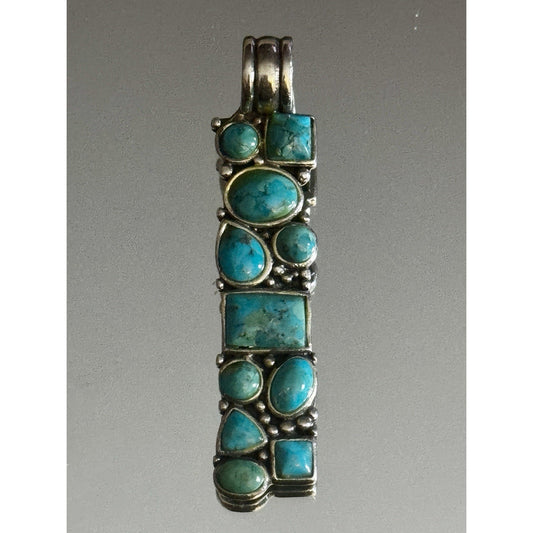 Vintage Sterling Silver Turquoise Multi-Stone Pendant 925 Southwestern Style