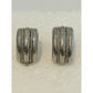Judith Ripka Sterling Silver Ribbed Hoop Earrings 925 Omega Backs 15.4g Vintage