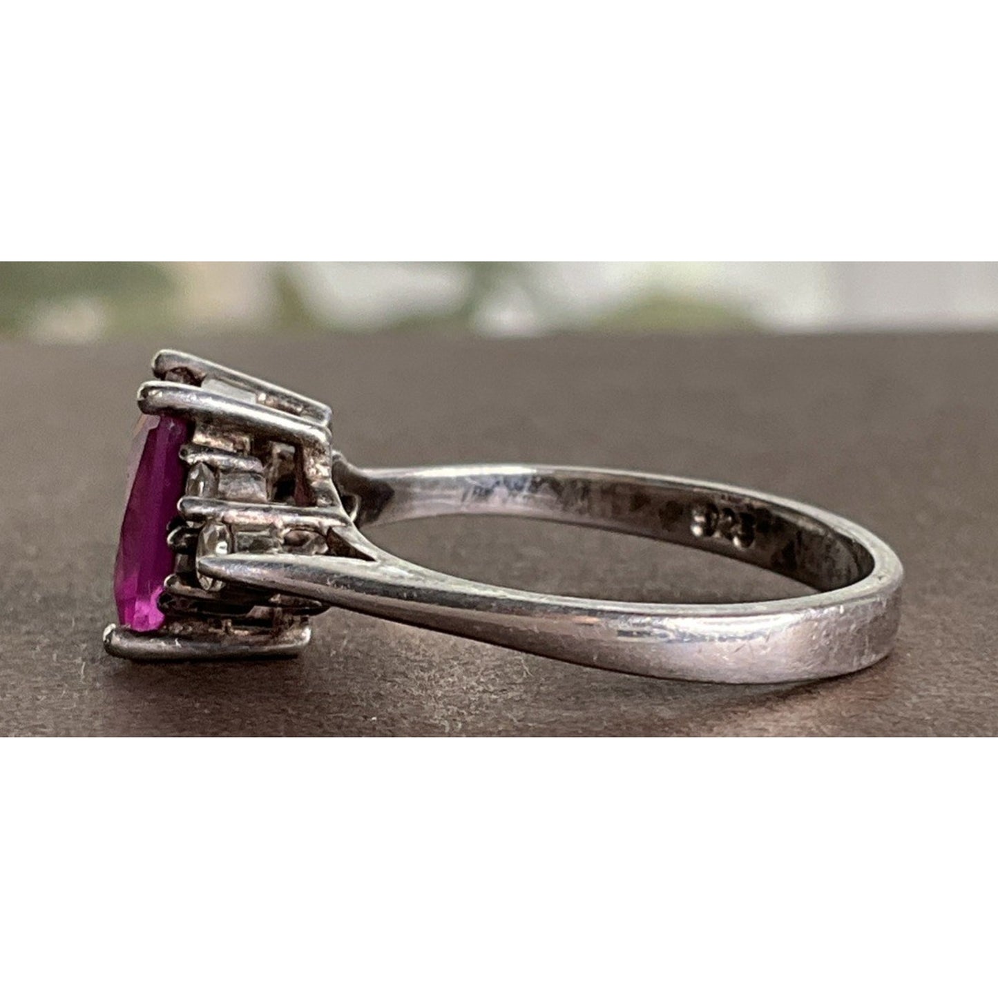 Vintage Sterling Silver Pink Sapphire Cocktail Ring Size 7 NY