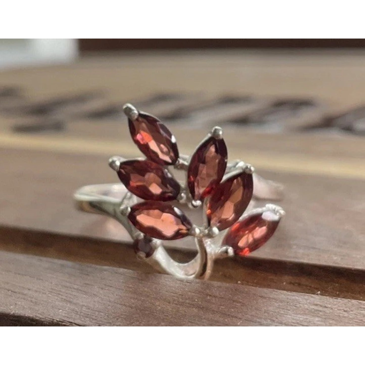 IBBC Sterling Silver Leaf Vine Wrap Ring 925 Marcasite Style Bypass Ring Size 7