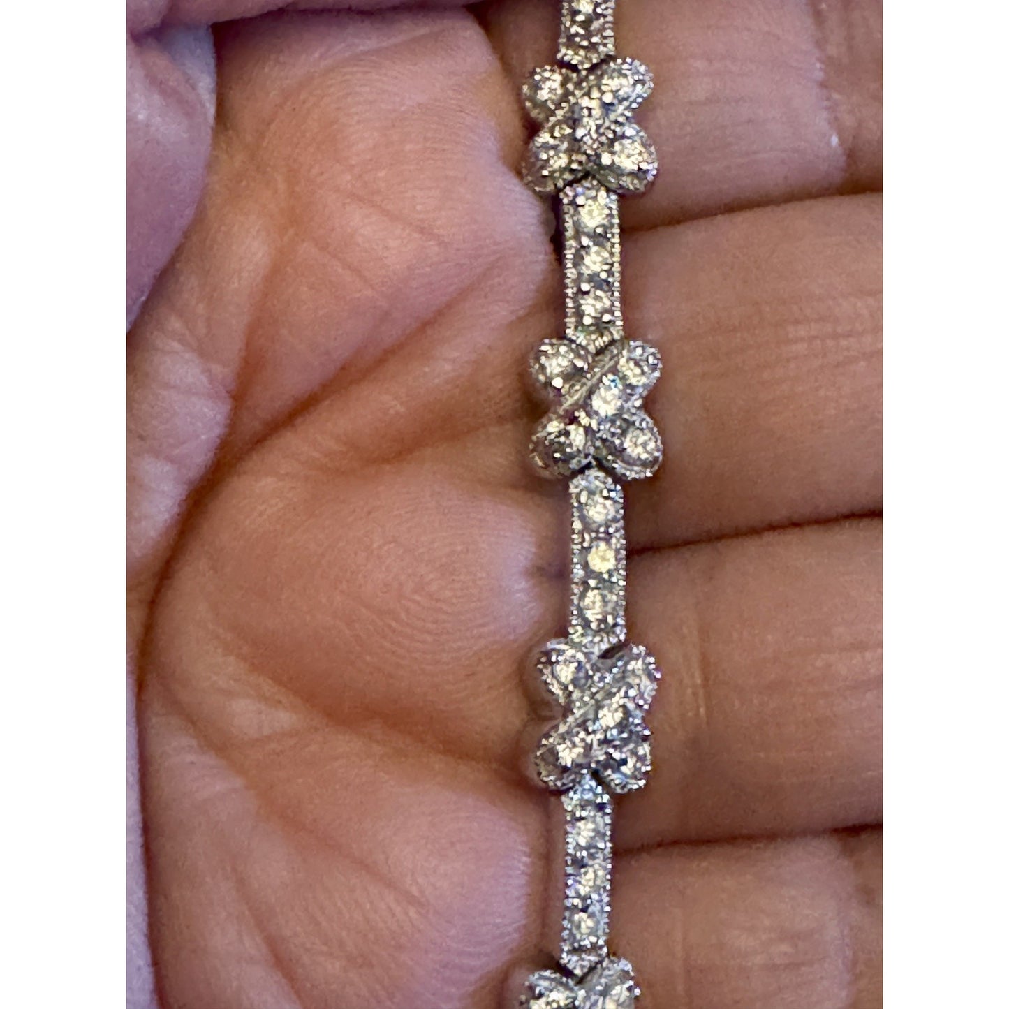 Vintage FAS 925 Sterling Silver Clover Tennis Bracelet 6.75” 12g