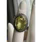 Vintage Sterling Silver Peridot Ring Size 5 Oval Yellow Green Gemstone Size 5