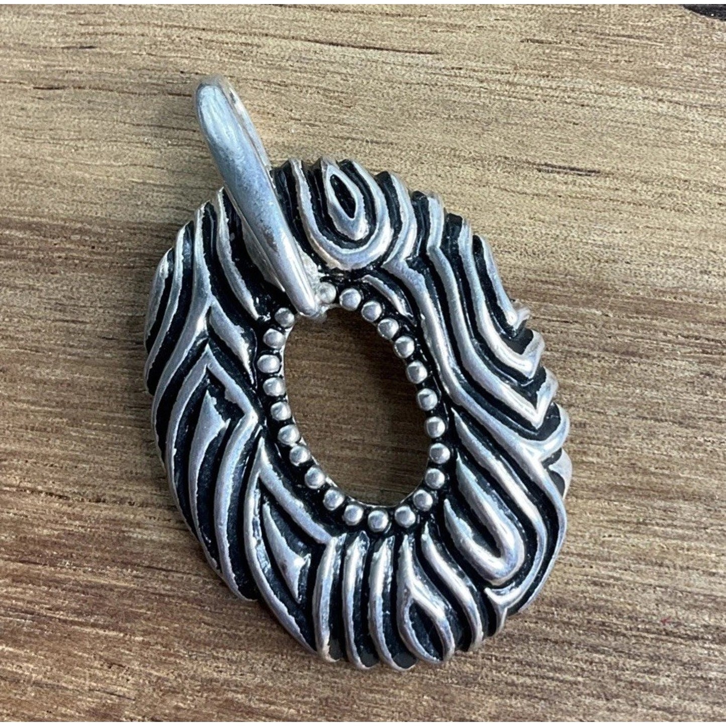 Sterling Silver Southwestern Openwork Pendant 925 Oval Artisan Statement