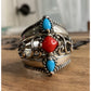 Carolyn Pollack 925 Sterling Silver Turquoise Coral Ring Size 9.75
