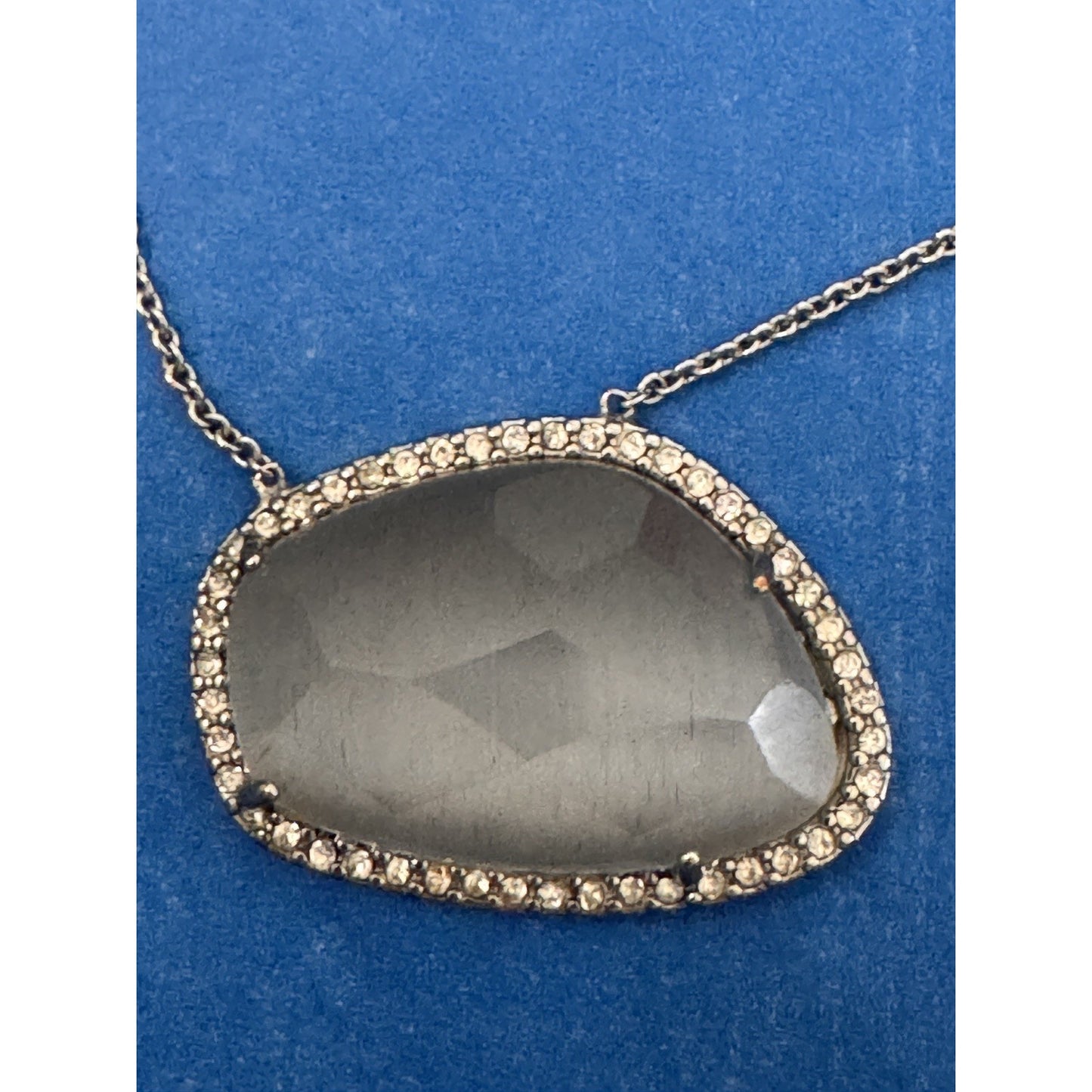 Banana Republic Agate Semi Precious Stone Pave Crystal Pendant Necklace