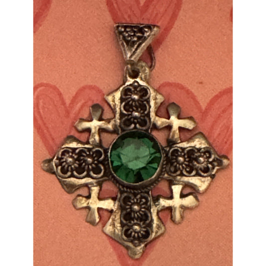 Vintage 935 Sterling Silver Jerusalem Crusaders Israeli Holy Land Cross Pendant