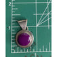 Sterling Silver Purple Cabochon Pendant 925 Round Bezel Statement Charm
