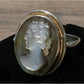 Vintage 800 Silver Cameo Mother Of Pearl Two Tone Twisted Ring Sz 6.75