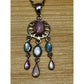 Southwestern 925 Sterling Silver Pink Blue Mother of Pearl Chandelier Pendant