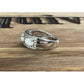 Signed SUN 925 Sterling Silver 3 Stone Oval Opal Ring Pave Size 6.5 Wide Band