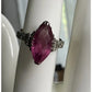 Vintage Sterling Silver Pink Marquise Stone Ring 925 Statement Ring Size 7