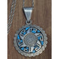 Taxco TB-271 Sterling Silver 925 Turquoise Aztec Calendar Pendant Necklace 18”