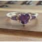 Sterling Silver Amethyst Heart Ring Purple Gemstone Accent 925 Ring Size 6.5