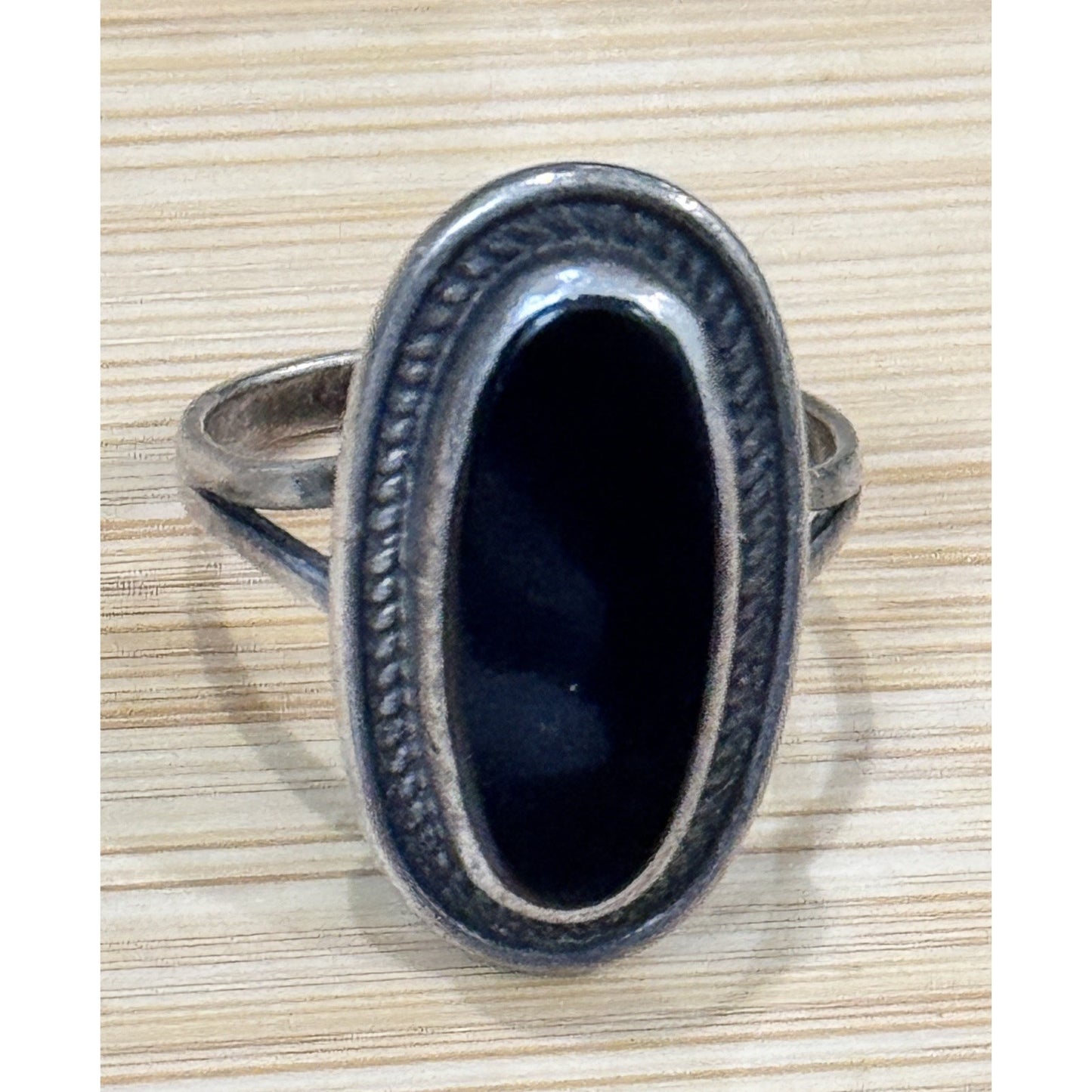 Vintage Native American Sterling Silver Black Onyx Ring Size 8.5 Signed Handmade