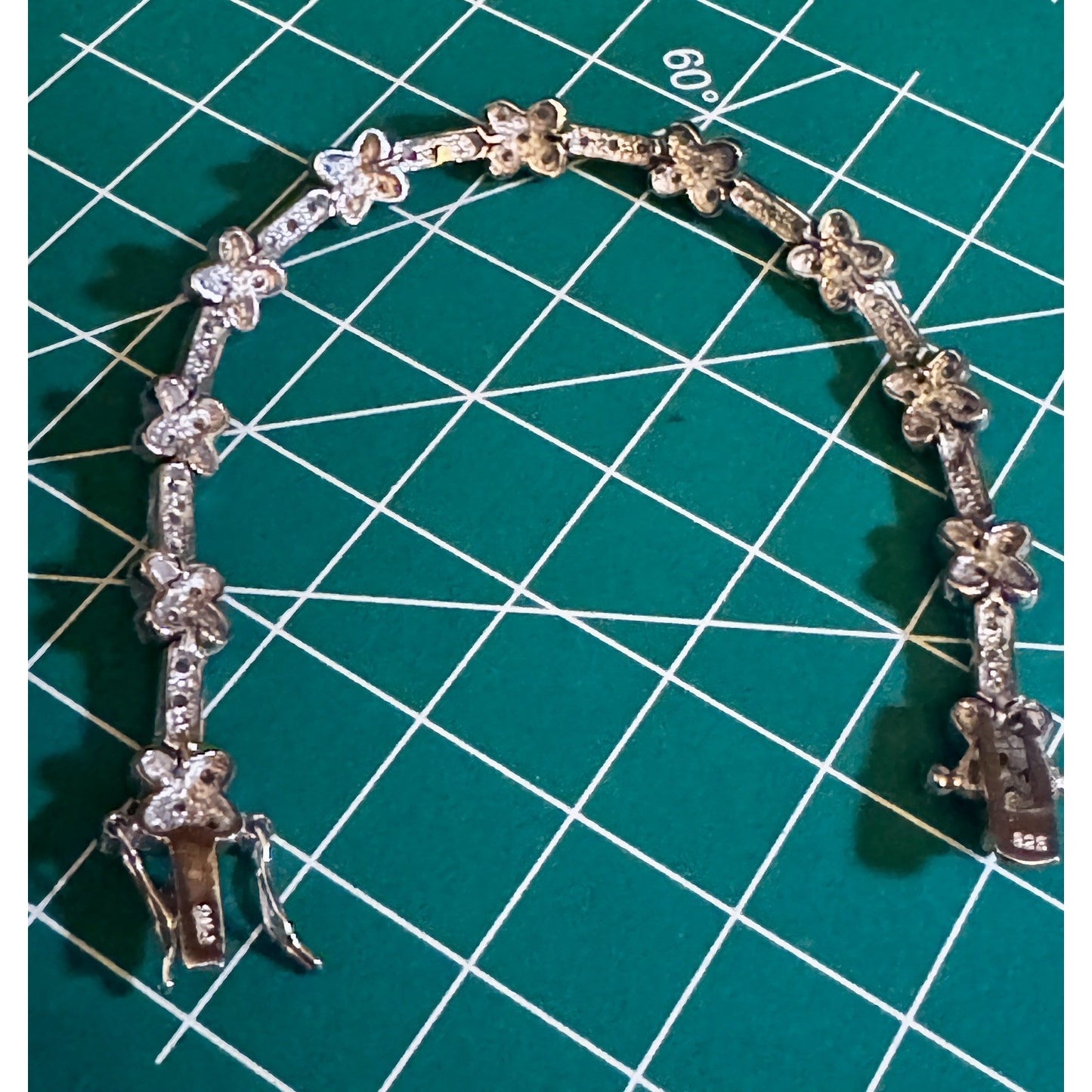 Vintage FAS 925 Sterling Silver Clover Tennis Bracelet 6.75” 12g