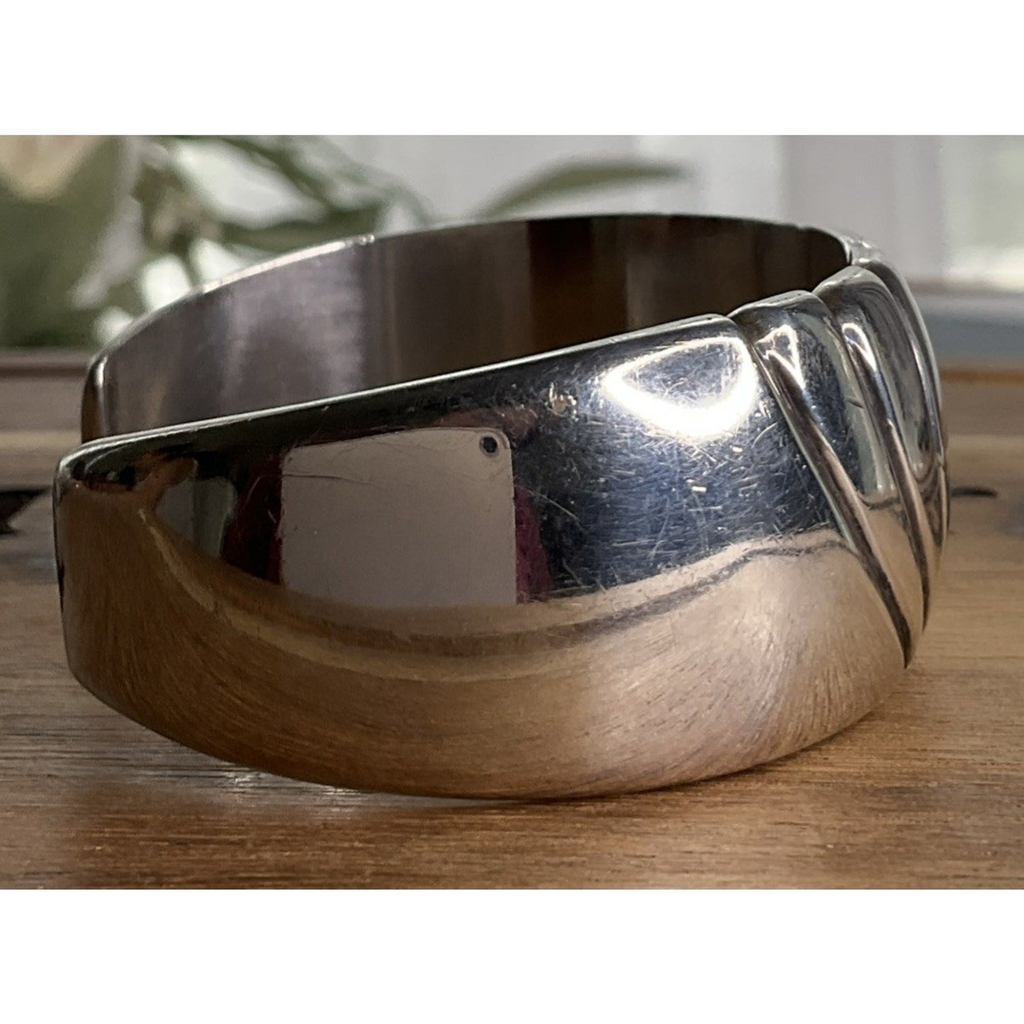 Vintage Sterling Silver Modernist Cuff Bracelet Heavy Ribbed Wide S-M 64 Grams!