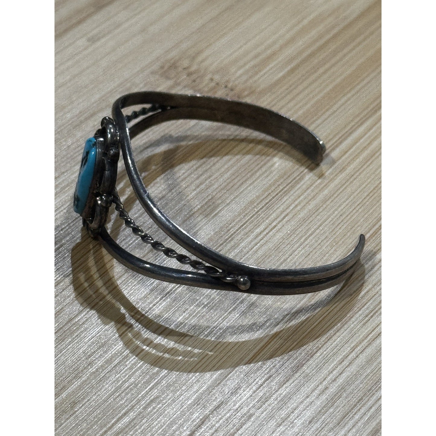 Vintage Navajo Native American RLG Sterling Silver Kingman Turquoise Cuff Bracel