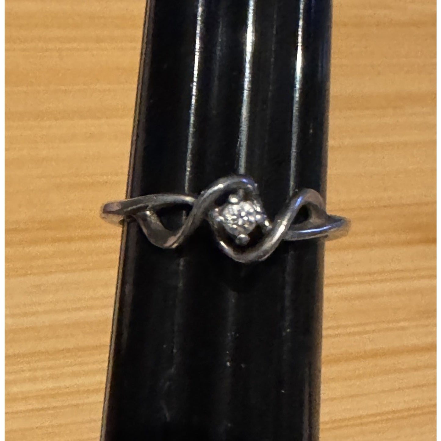 Vintage Sterling Silver SR Diamond Wave Sweetheart Promise Ring Size 5.5