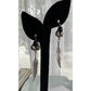 Lorena Sterling Silver Black Onyx Feather Dangle Earrings Southwestern Boho Drop