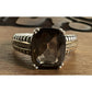 Vintage T&C Smoky Quartz Ring 14K & Sterling Silver Two Tone Statement Ring 8.5