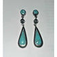 Vintage Sterling Silver Turquoise Dangle Drop Southwestern Earrings 2” Long 13g