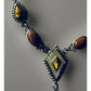 Vintage Whitney Kelly Necklace Sterling 925 Tigers Eye Jasper MOP Beaded Y Drop