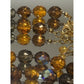 Vintage Signed Joan Rivers Amber Gray Smoky Glass & AB Crystal Bead 32” Necklace