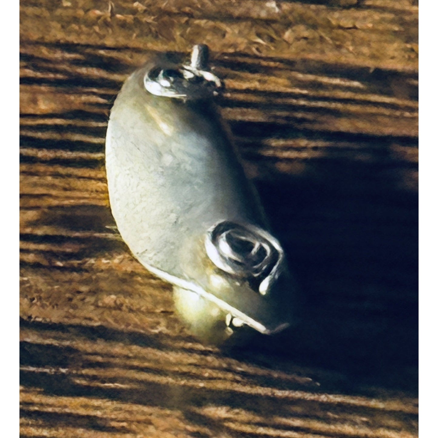 Vintage Sterling Silver 3 Peas in a Pod Pendant Artisan Green Bead Charm