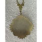 Vintage Gold Tone Damascene Style Necklace w/ Orange Enamel 16.5” Barrel Clasp