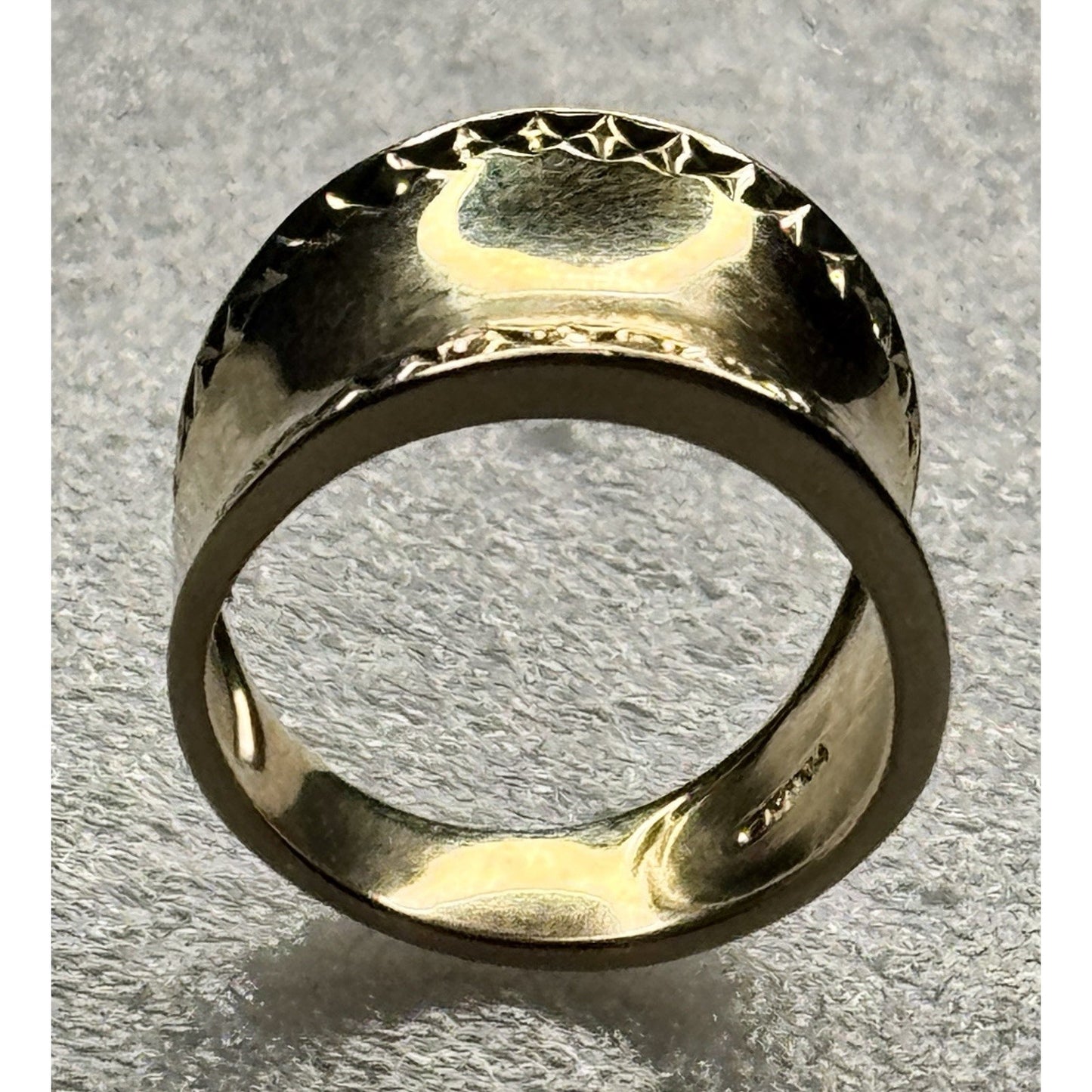 Gold Vermeil 925 Sterling Silver Wide Cigar Band Ring Diamond Cut Size 9