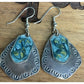 Vintage Sterling Silver Blue Enamel Mixed Metal Dangle 925 Earrings Signed NF