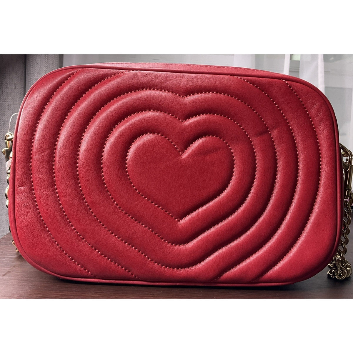 Brand New COACH Puffy Heart Leather Shoulder Bag Valentine Heart Motif Purse