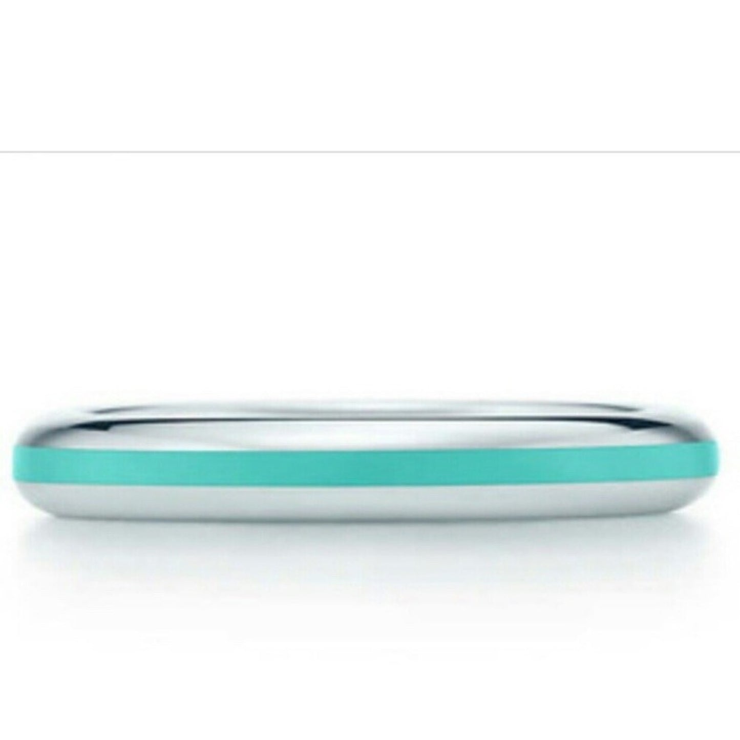 Retired Tiffany & Co. Blue Enamel Sterling Silver Narrow Stripe Band Ring Size 8