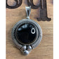 BA 925 Sterling Silver Black Onyx Pendant Large Statement Round Cabochon Vintage