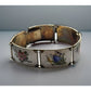Finn Jensen Guilloche Enamel Sterling Panel Bracelet Rose, Bell Flower, Violet