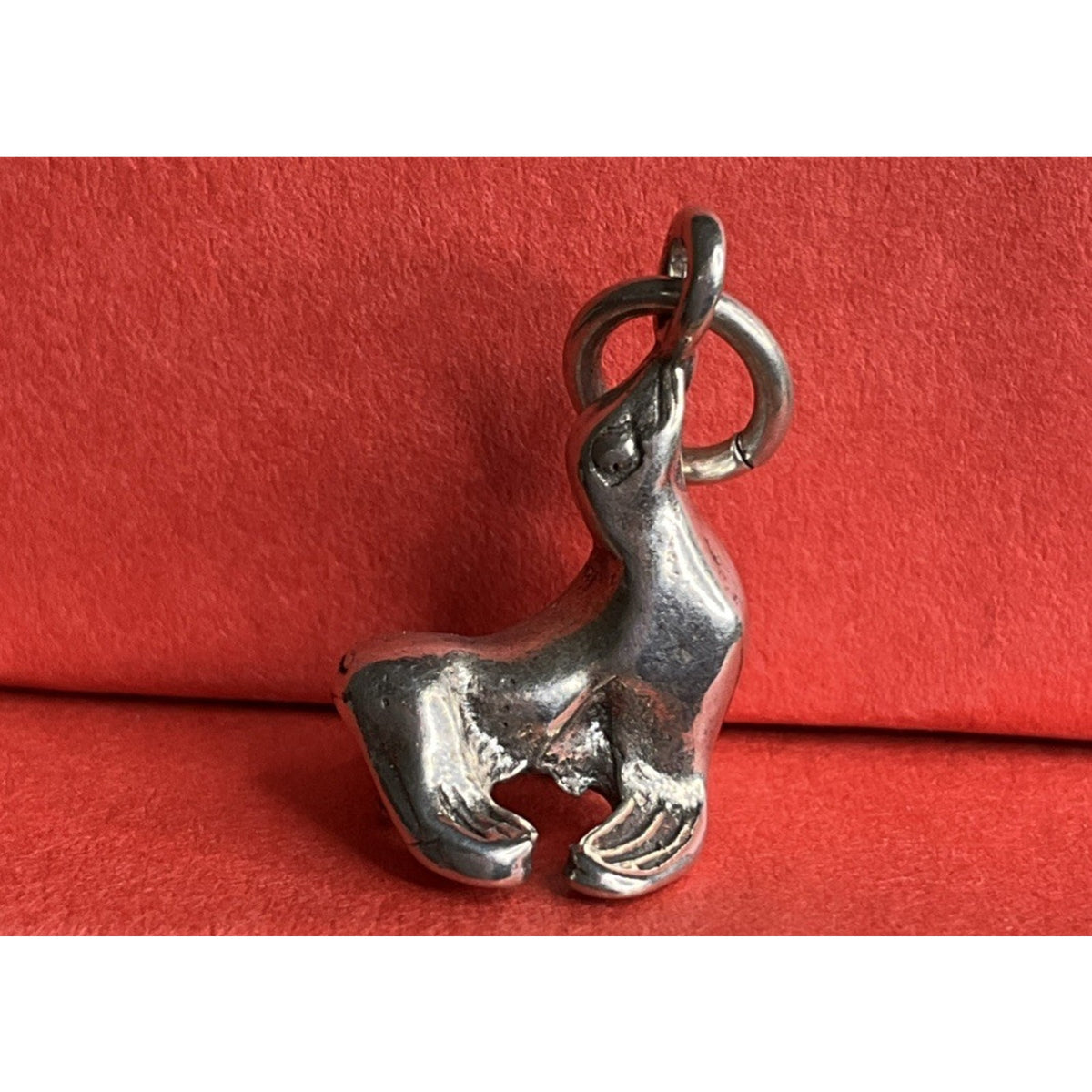 Vintage Sterling Silver Seal Charm Pendant Animal Theme