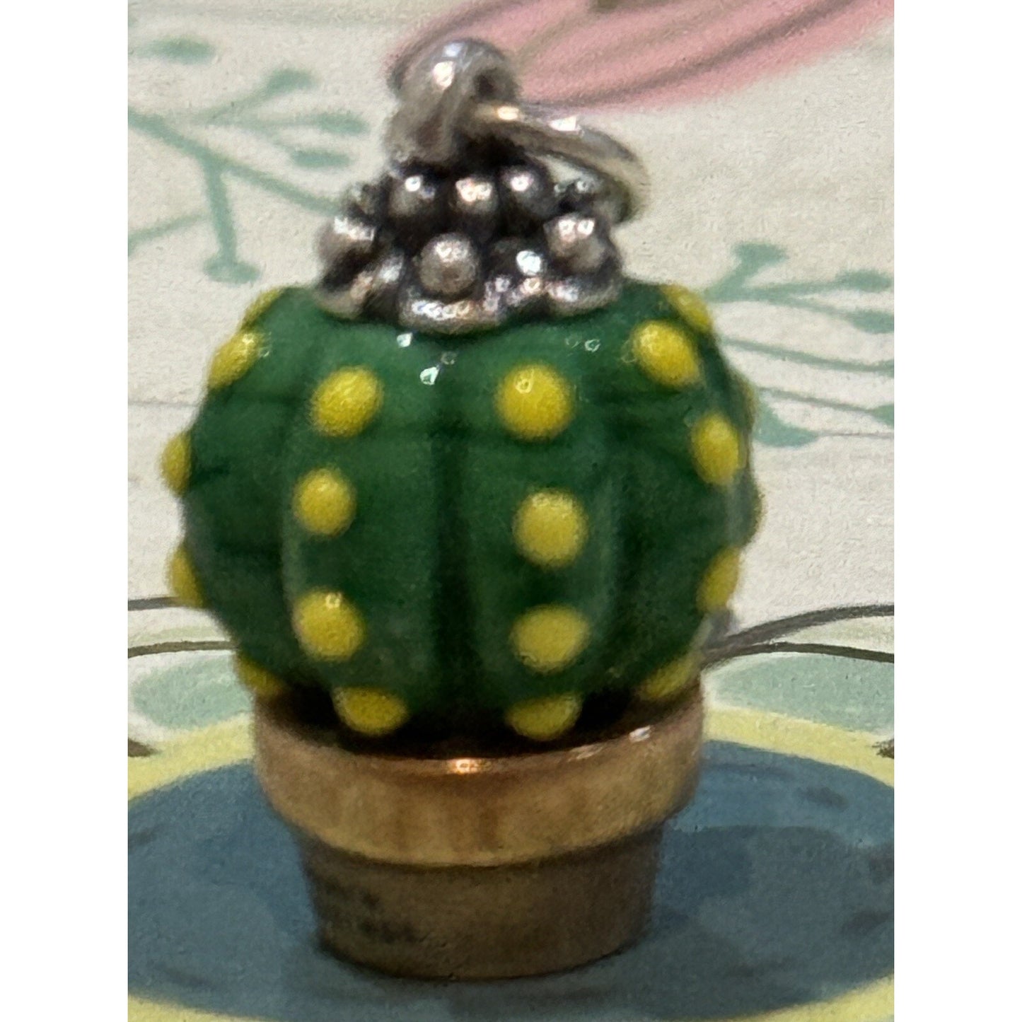 Pre owned James Avery Retired Silver And Bronze Cactus Glass Art Finial Charm