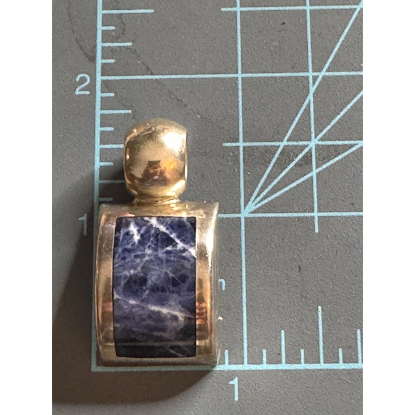 Vintage ATI Mexico 925 Sterling Silver Sodalite Pendant Modernist 15g