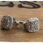 Sterling Silver Halo Stud Earrings Cushion Cut Micro Pave