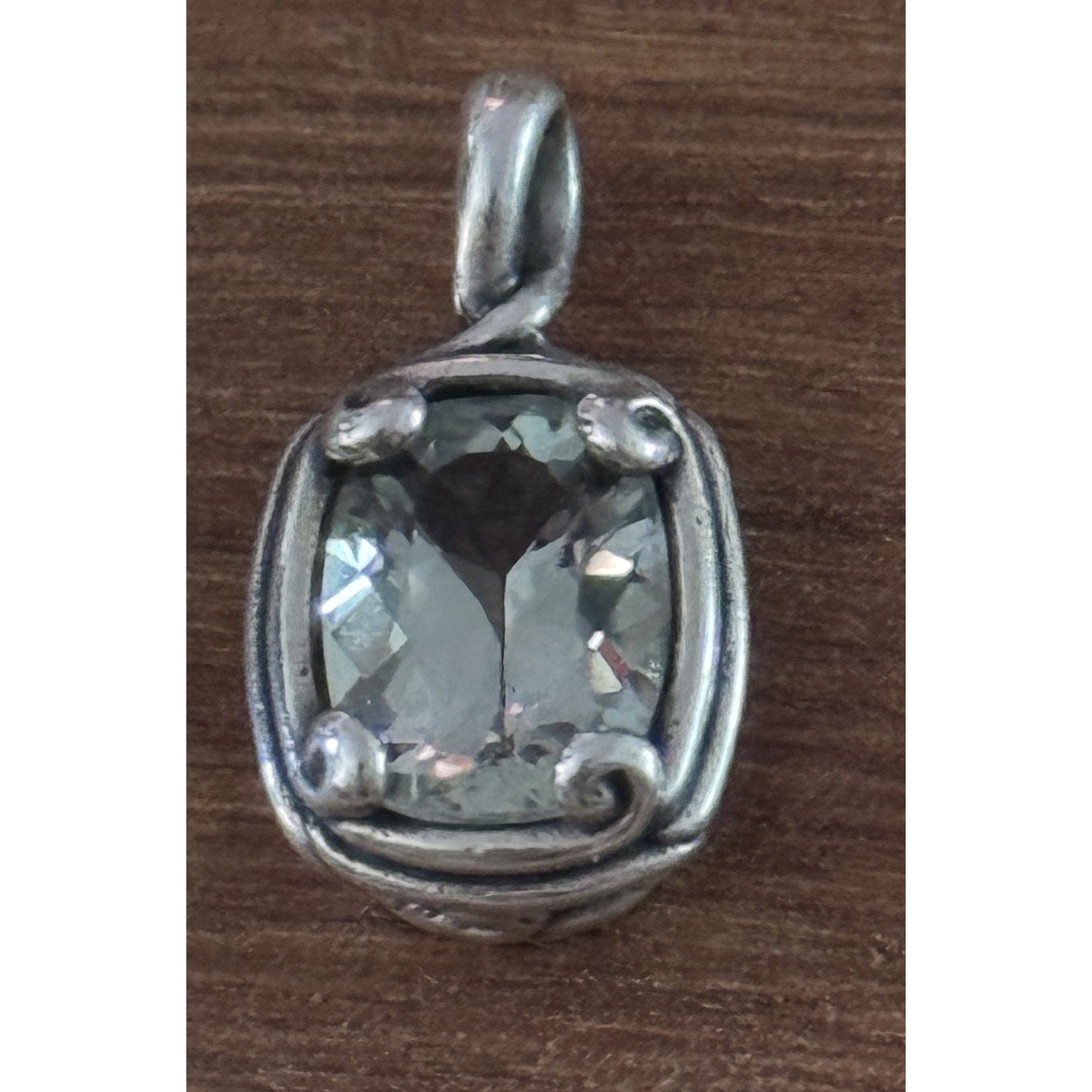 James Avery RETIRED Sterling Silver PRASIOLITE Pendant (CM 3304P1)