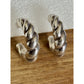 Vintage Sterling Silver 925 Ribbed Fluted Half Hoop Twisted Chunky Earrings
