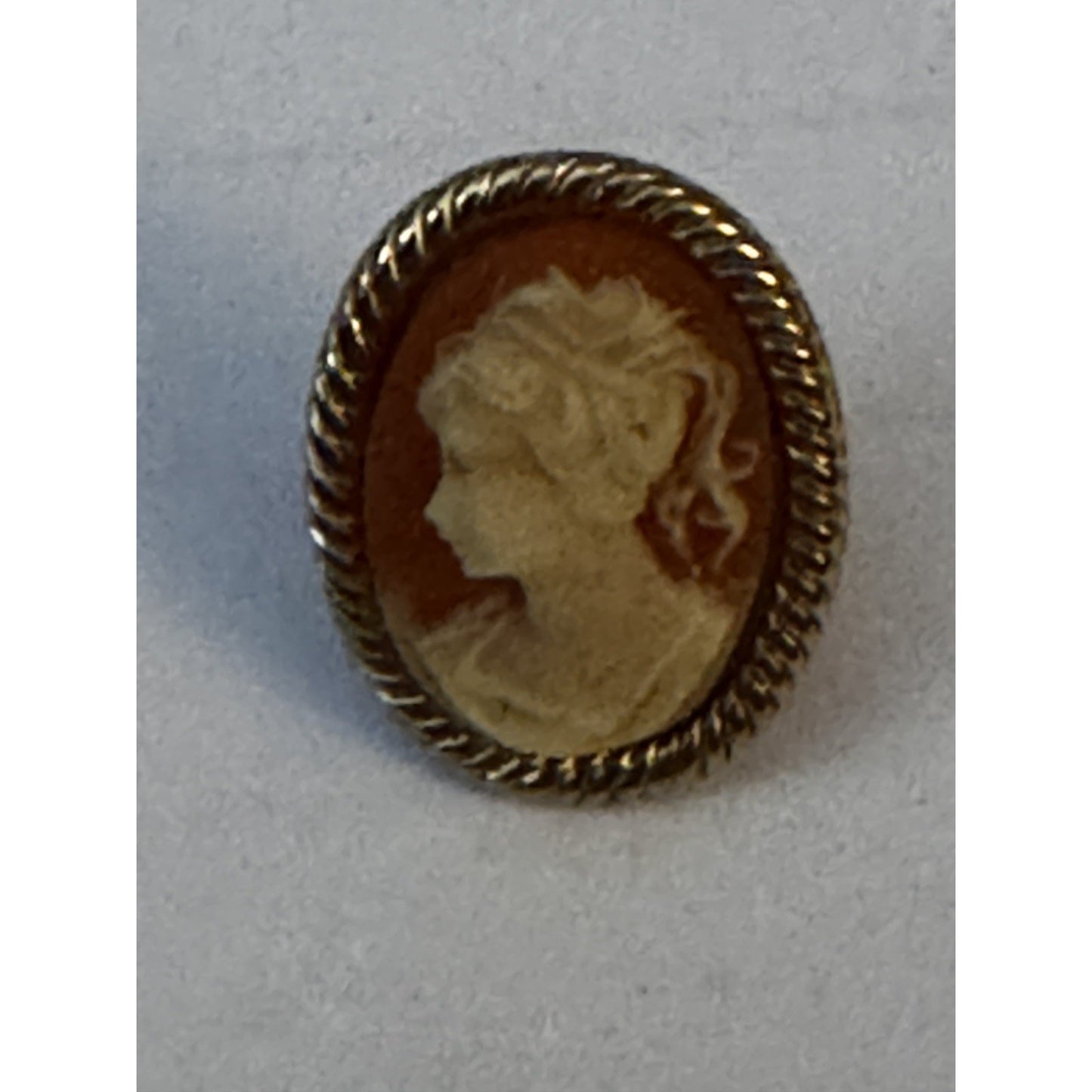 Antique Victorian Shell Cameo Post Earring SINGLE EARRING Gold Tone c1900