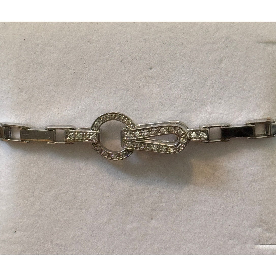 925 Sterling Silver Moissanite Link Bracelet 7.75” Pave Teardrop Circle 17g