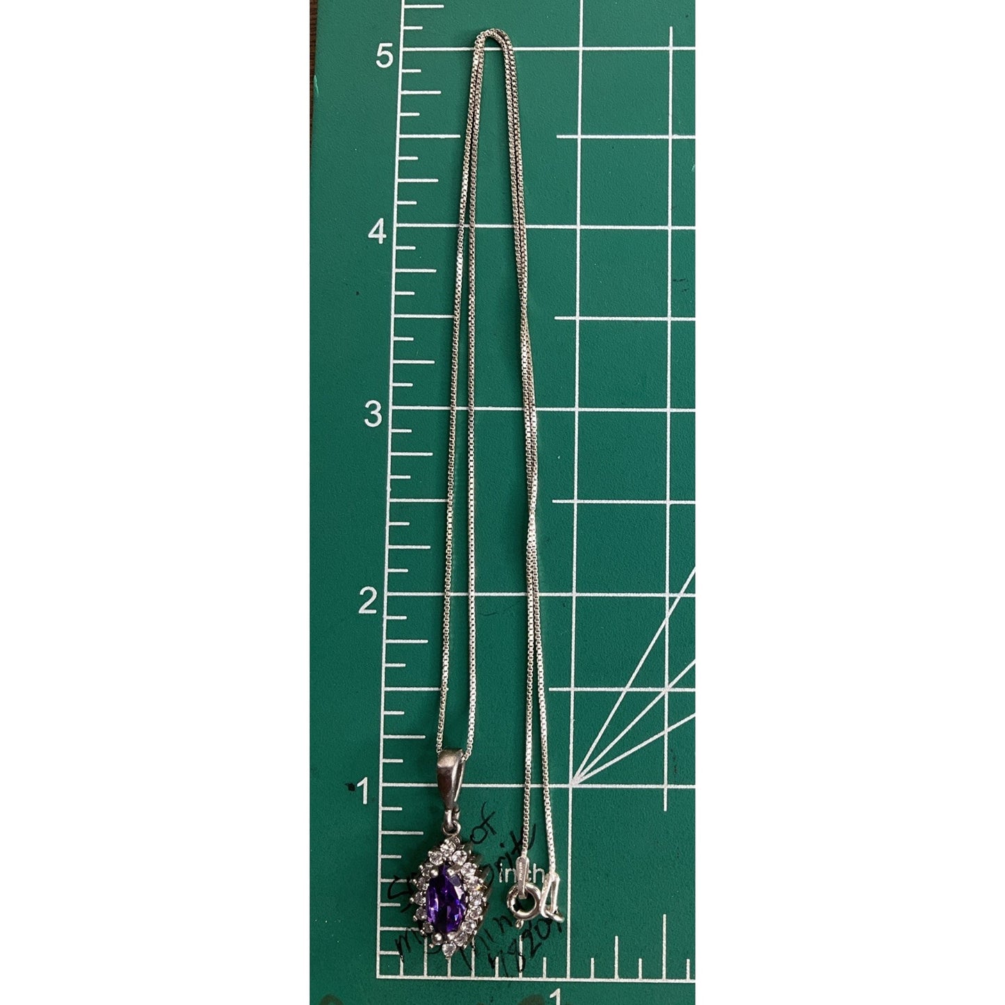 Fini Italy 925 Purple Halo Pendant & Necklace Italian Sterling Silver 21”
