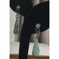 Sterling Silver Turquoise Inlay Dangle Earrings Teardrop Southwestern Style 4.3g