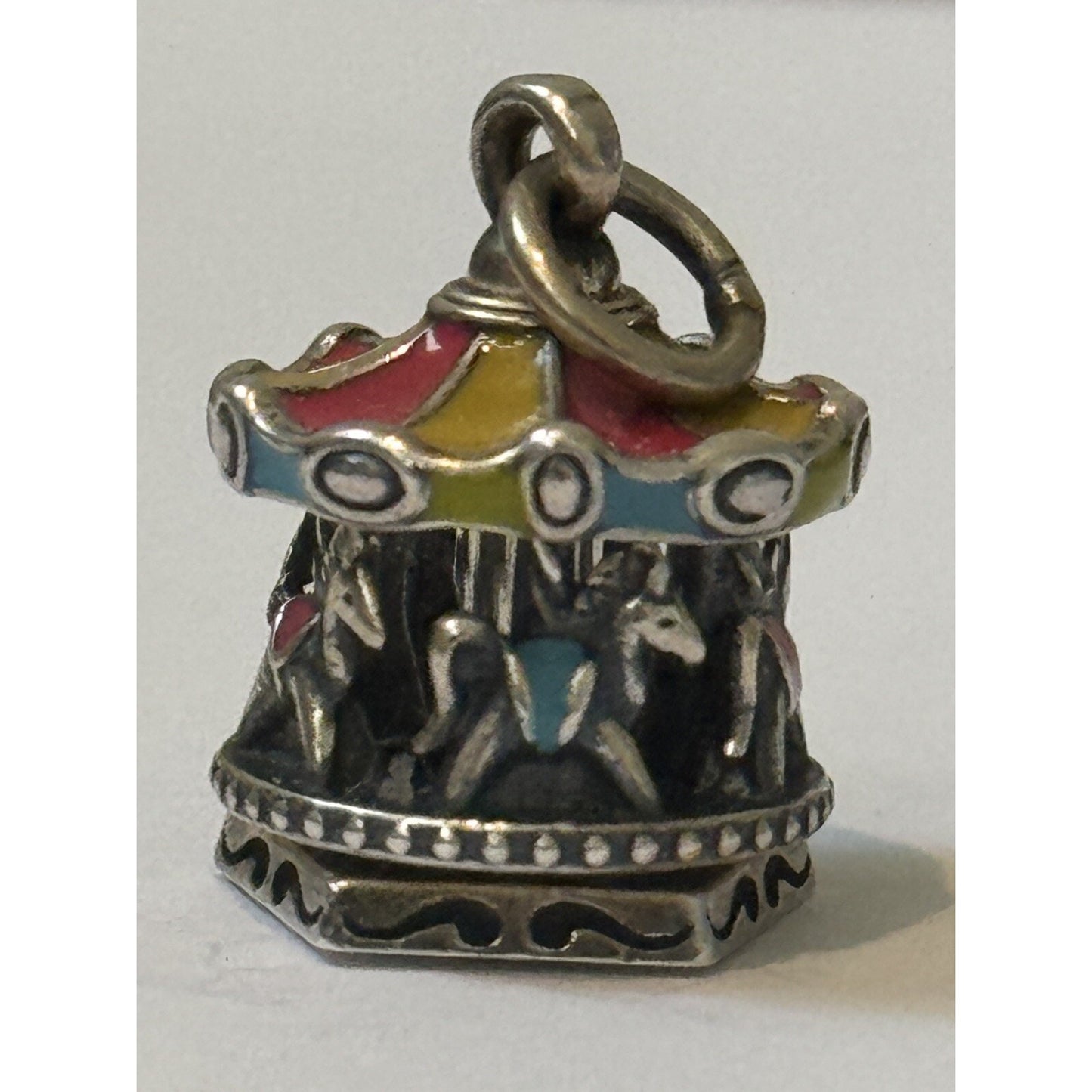 Pre owned James Avery Retired Silver And Enamel Spinning Carousel Charm BRAND NEW in Box