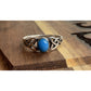 Sterling Silver Celtic Knot Ring with Blue Cabochon – Size 7